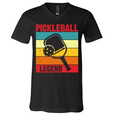 Vintage Pickleball Legend Paddles Player Sport Gift V-Neck T-Shirt