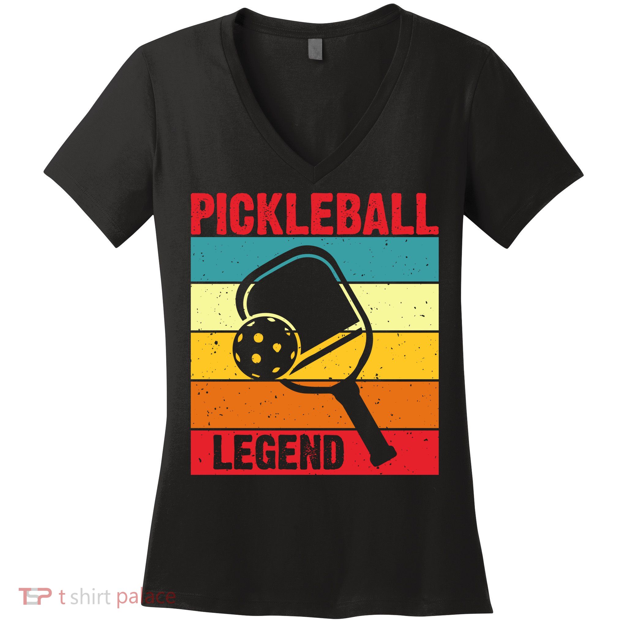 Vintage Pickleball Legend Paddles Player Sport Gift Women's V-Neck T-Shirt