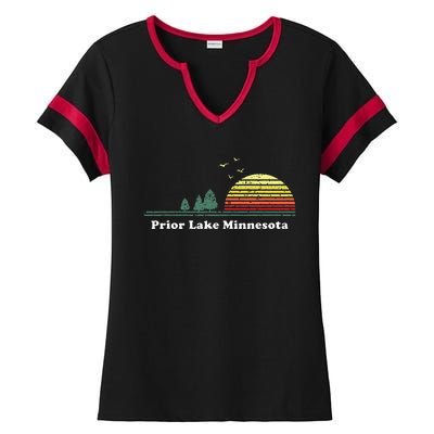 Vintage Prior Lake Minnesota Sunset Souvenir Ladies Halftime Notch Neck Tee