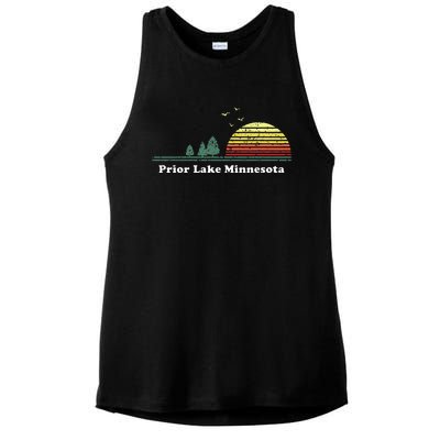 Vintage Prior Lake Minnesota Sunset Souvenir Ladies PosiCharge Tri-Blend Wicking Tank