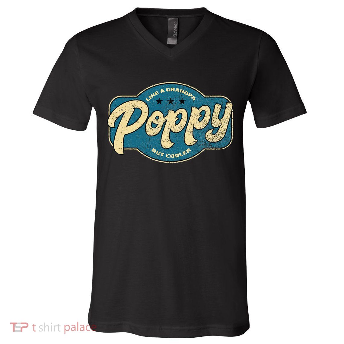 Vintage Poppy Like A Grandpa But Cooler Grandpa Poppy V-Neck T-Shirt