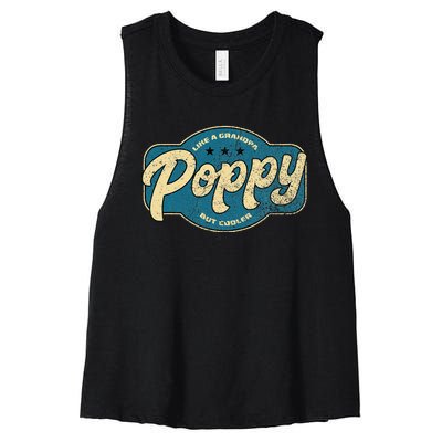 Vintage Poppy Like A Grandpa But Cooler Grandpa Poppy Women's Racerback Cropped Tank