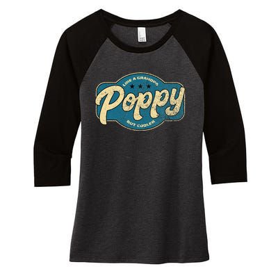 Vintage Poppy Like A Grandpa But Cooler Grandpa Poppy Women's Tri-Blend 3/4-Sleeve Raglan Shirt