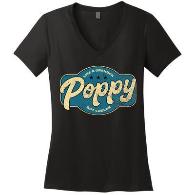 Vintage Poppy Like A Grandpa But Cooler Grandpa Poppy Women's V-Neck T-Shirt