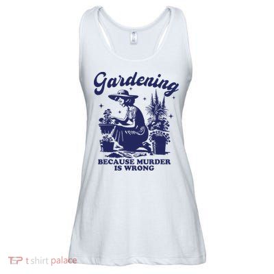 Vintage Plant Mom Gardening Because Murder Is Wrong Women Ladies Essential Flowy Tank