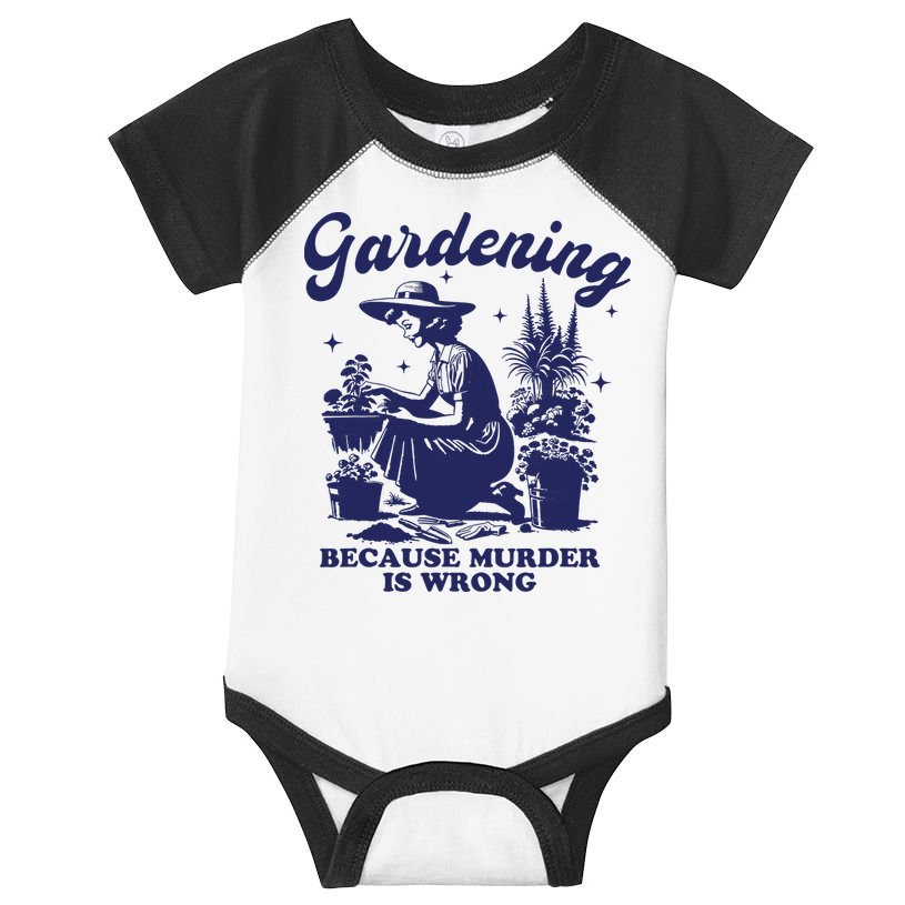 Vintage Plant Mom Gardening Because Murder Is Wrong Women Infant Baby Jersey Bodysuit