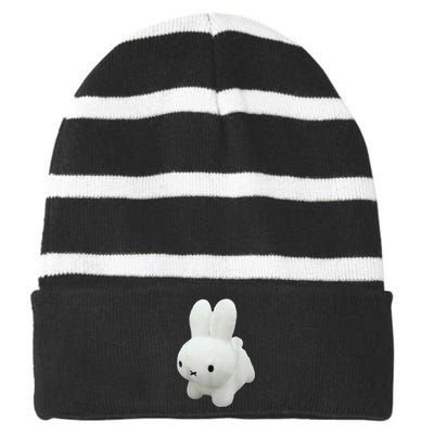 Vintage Peluche Miffy White Rabbit Cute Striped Beanie with Solid Band