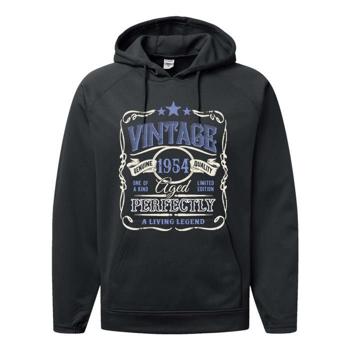 Vintage Premium Made In 1954 Classic Birthday Performance Fleece Hoodie