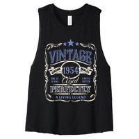 Vintage Premium Made In 1954 Classic Birthday Women's Racerback Cropped Tank