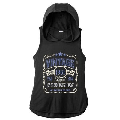 Vintage Premium Made In 1961 Classic Birthday Ladies PosiCharge Tri-Blend Wicking Draft Hoodie Tank