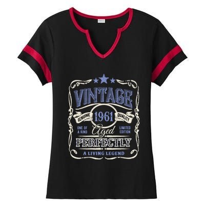 Vintage Premium Made In 1961 Classic Birthday Ladies Halftime Notch Neck Tee