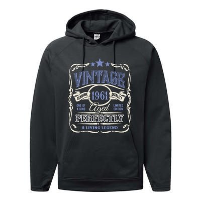 Vintage Premium Made In 1961 Classic Birthday Performance Fleece Hoodie