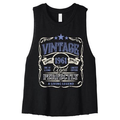 Vintage Premium Made In 1961 Classic Birthday Women's Racerback Cropped Tank