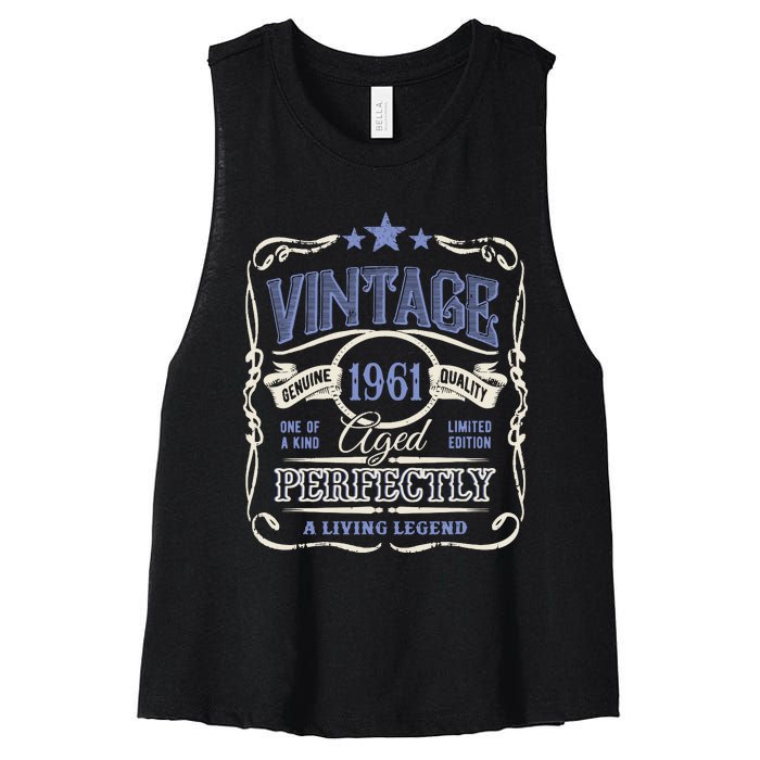 Vintage Premium Made In 1961 Classic Birthday Women's Racerback Cropped Tank