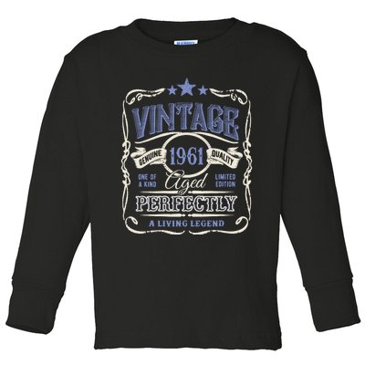 Vintage Premium Made In 1961 Classic Birthday Toddler Long Sleeve Shirt