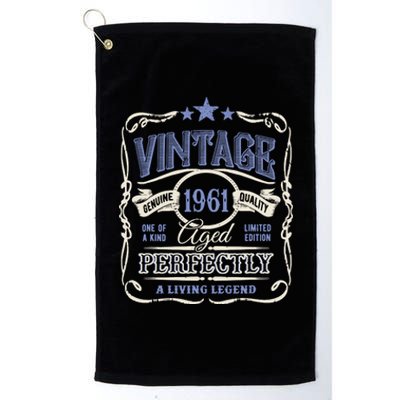 Vintage Premium Made In 1961 Classic Birthday Platinum Collection Golf Towel