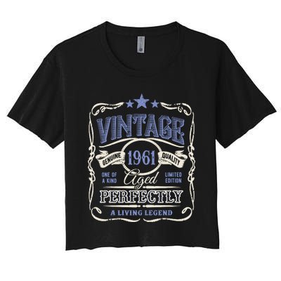 Vintage Premium Made In 1961 Classic Birthday Women's Crop Top Tee