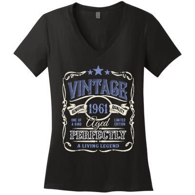 Vintage Premium Made In 1961 Classic Birthday Women's V-Neck T-Shirt