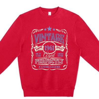 Vintage Premium Made In 1961 Classic Birthday Premium Crewneck Sweatshirt