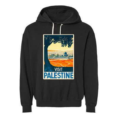 Vintage Poster Middle East Art Visit Palestine Garment-Dyed Fleece Hoodie