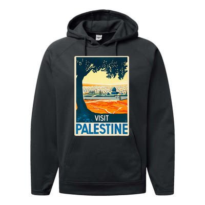 Vintage Poster Middle East Art Visit Palestine Performance Fleece Hoodie