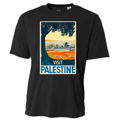 Vintage Poster Middle East Art Visit Palestine Cooling Performance Crew T-Shirt