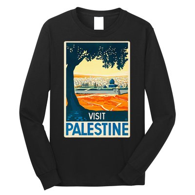 Vintage Poster Middle East Art Visit Palestine Long Sleeve Shirt