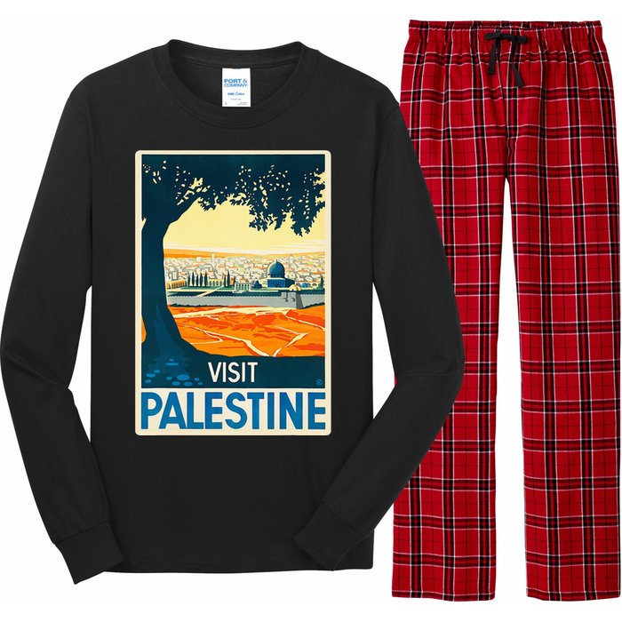 Vintage Poster Middle East Art Visit Palestine Long Sleeve Pajama Set