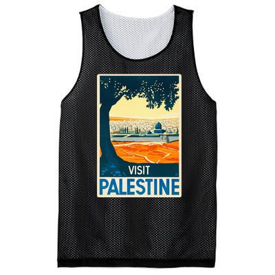 Vintage Poster Middle East Art Visit Palestine Mesh Reversible Basketball Jersey Tank