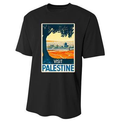 Vintage Poster Middle East Art Visit Palestine Performance Sprint T-Shirt