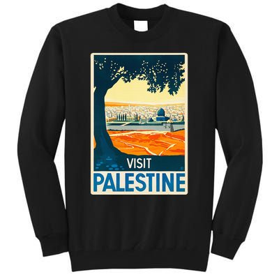 Vintage Poster Middle East Art Visit Palestine Tall Sweatshirt