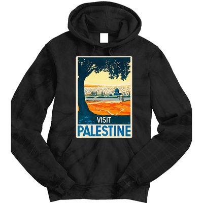 Vintage Poster Middle East Art Visit Palestine Tie Dye Hoodie