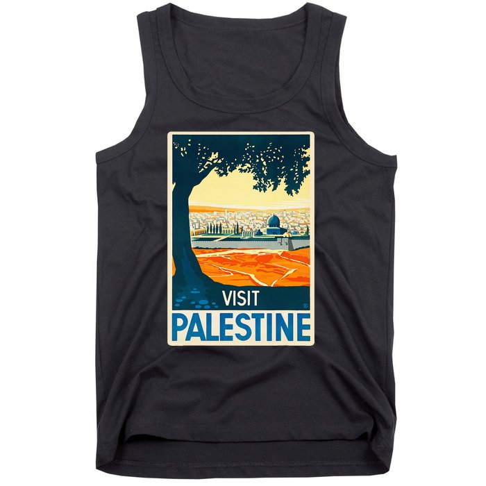 Vintage Poster Middle East Art Visit Palestine Tank Top