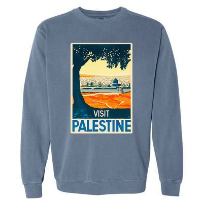 Vintage Poster Middle East Art Visit Palestine Garment-Dyed Sweatshirt