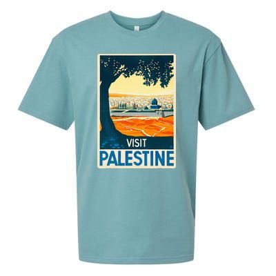 Vintage Poster Middle East Art Visit Palestine Sueded Cloud Jersey T-Shirt