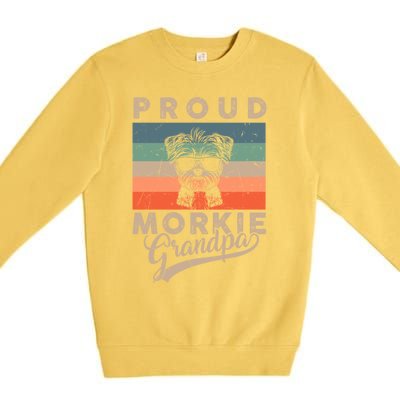 Vintage Proud Morkie Dog Grandpa Dog Owner FatherS Day Xmas Gift Premium Crewneck Sweatshirt