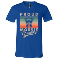 Vintage Proud Morkie Dog Grandpa Dog Owner FatherS Day Xmas Gift V-Neck T-Shirt