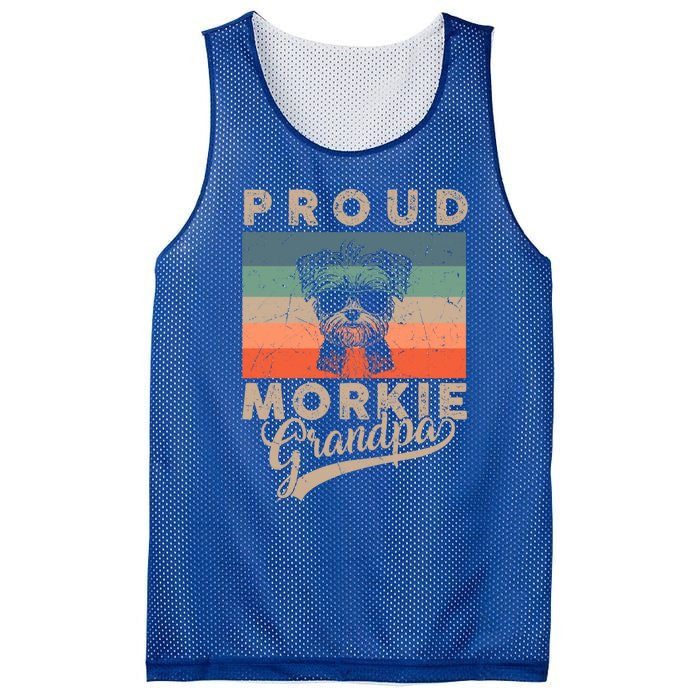 Vintage Proud Morkie Dog Grandpa Dog Owner FatherS Day Xmas Gift Mesh Reversible Basketball Jersey Tank