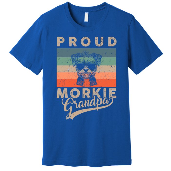 Vintage Proud Morkie Dog Grandpa Dog Owner FatherS Day Xmas Gift Premium T-Shirt