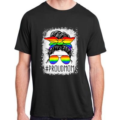 Vintage Proud Mom Messy Hair Bun LGBTQ Adult ChromaSoft Performance T-Shirt