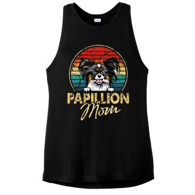 Vintage Papillion Mom Funny Dog Lover Gifts Ladies PosiCharge Tri-Blend Wicking Tank