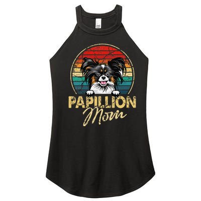 Vintage Papillion Mom Funny Dog Lover Gifts Women’s Perfect Tri Rocker Tank