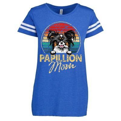 Vintage Papillion Mom Funny Dog Lover Gifts Enza Ladies Jersey Football T-Shirt