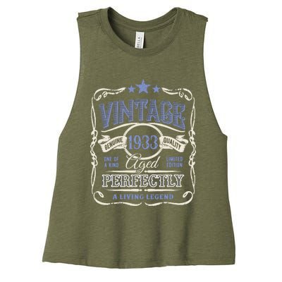 Vintage Premium Made In 1933 Classic Birthday Women's Racerback Cropped Tank