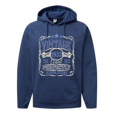 Vintage Premium Made In 1933 Classic Birthday Performance Fleece Hoodie