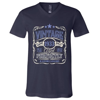 Vintage Premium Made In 1933 Classic Birthday V-Neck T-Shirt