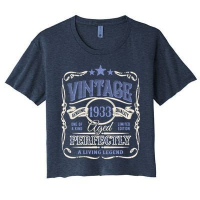 Vintage Premium Made In 1933 Classic Birthday Women's Crop Top Tee