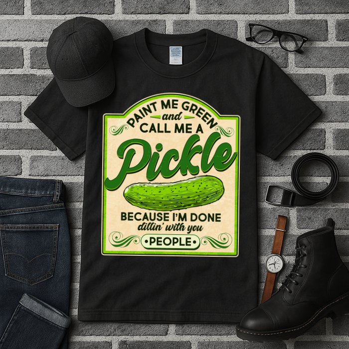 Vintage Paint Me Green And Call Me A Pickle Im Done Dillin With You People Tall T-Shirt
