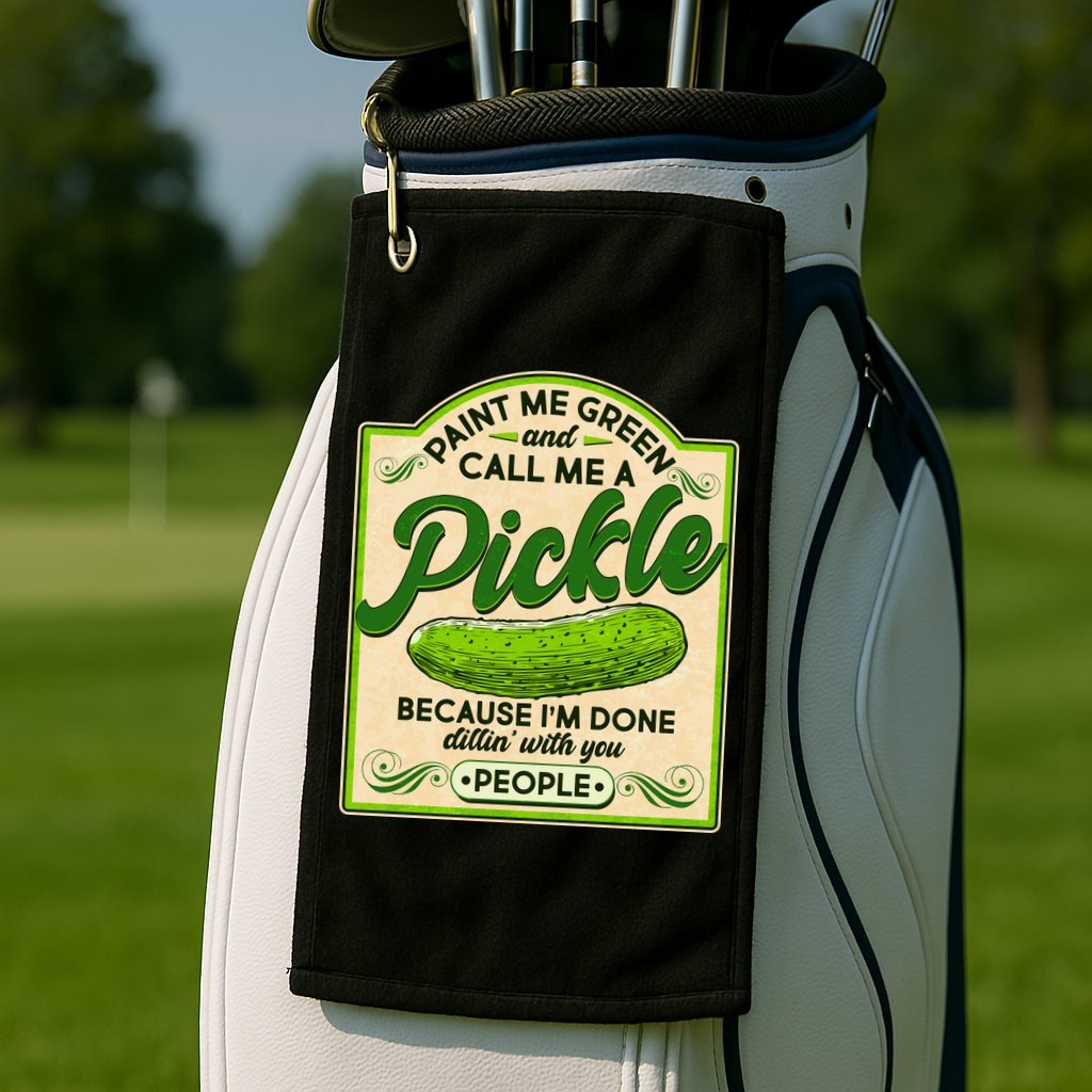 Vintage Paint Me Green And Call Me A Pickle Im Done Dillin With You People Golf Towel