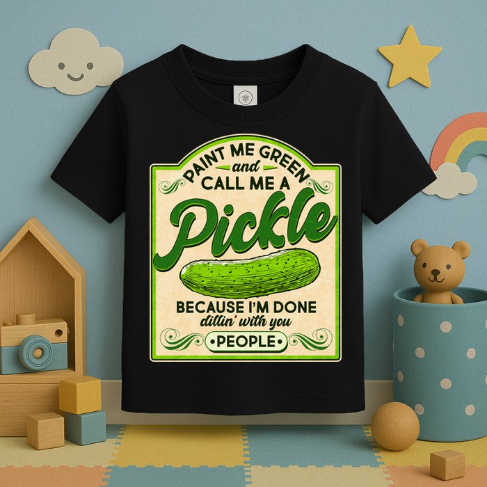 Vintage Paint Me Green And Call Me A Pickle Im Done Dillin With You People Toddler T-Shirt